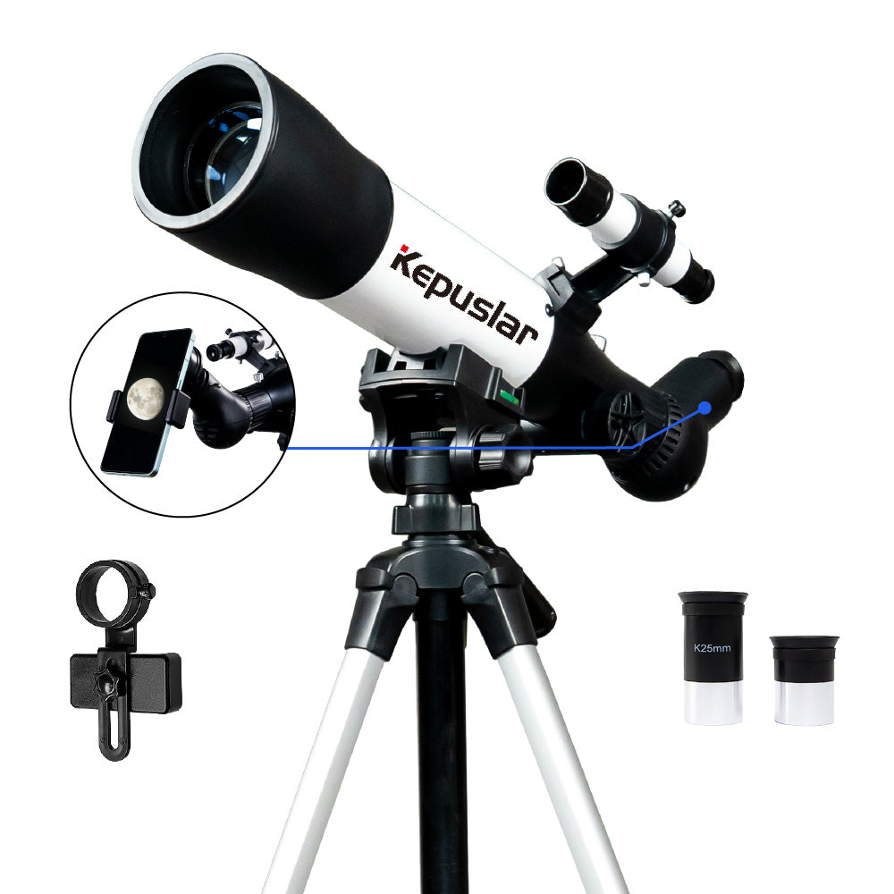 70mm Refractor Telescope: 2 Eyepieces, Phone Adapter & Tripod